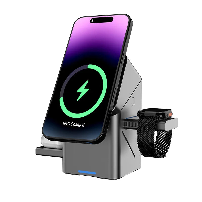 3 in 1 Wireless Auto-Rotating Charging Stand